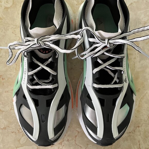Stella McCartney Sz 8 Womens Solarglide Collab Sneakers Black Silver Green - Picture 2 of 15